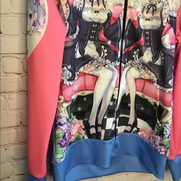 Death Or Kiss Rem&Ram Japan Anime Full Zip Hoodie Women Sweatshirt Size L. - Picture 9 of 14